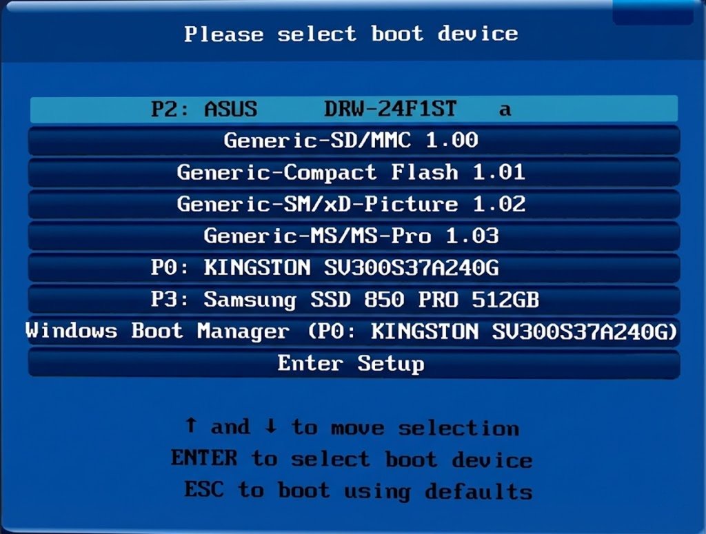 Boot Menu на материнской плате Gigabyte